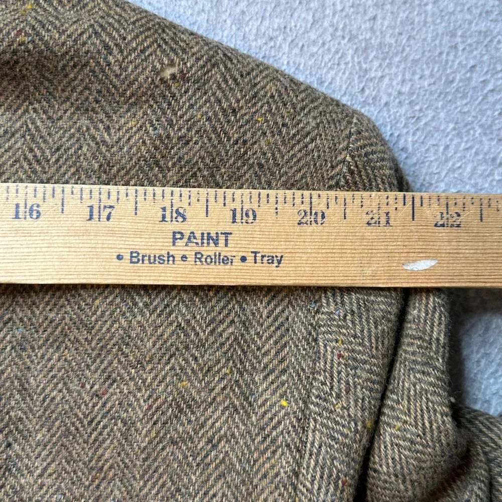 Vintage Stafford Blazer Mens 46R Brown Herringbone Wool‎ Lambswool Elbow Patch
